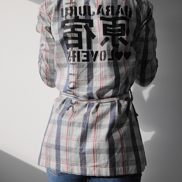 SOLD - Harajuku Lovers Plaid Raincoat Sz Small - Picture 6 of 7